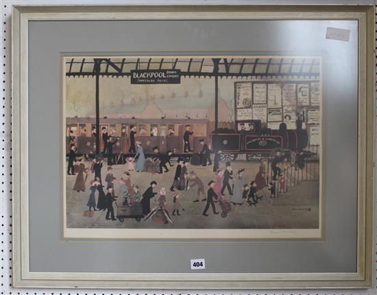 Helen Bradley,  limited edition print, Blackpool Station(-)